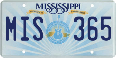 MS license plate MIS365
