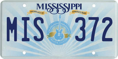 MS license plate MIS372