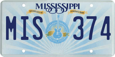 MS license plate MIS374