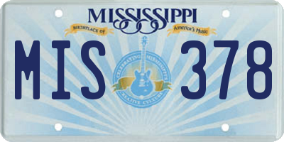 MS license plate MIS378