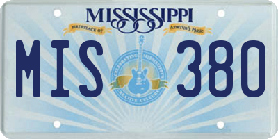 MS license plate MIS380