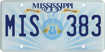 MS license plate MIS383