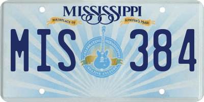 MS license plate MIS384