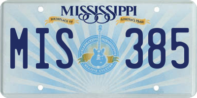 MS license plate MIS385