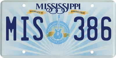 MS license plate MIS386