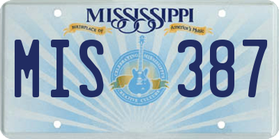 MS license plate MIS387
