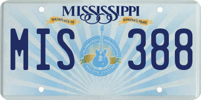 MS license plate MIS388
