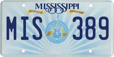 MS license plate MIS389