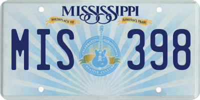 MS license plate MIS398