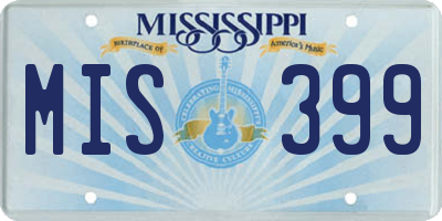 MS license plate MIS399