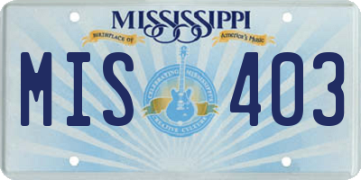 MS license plate MIS403