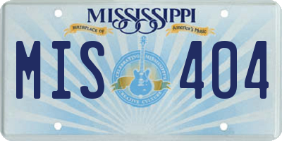 MS license plate MIS404