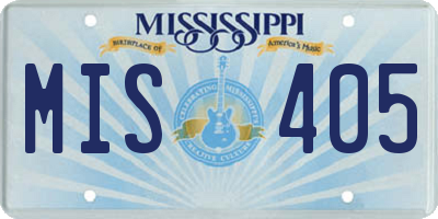 MS license plate MIS405