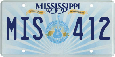 MS license plate MIS412