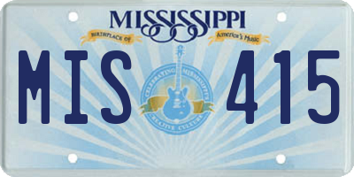 MS license plate MIS415
