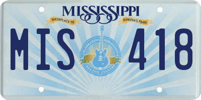 MS license plate MIS418