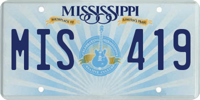 MS license plate MIS419