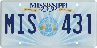 MS license plate MIS431
