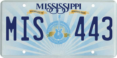 MS license plate MIS443