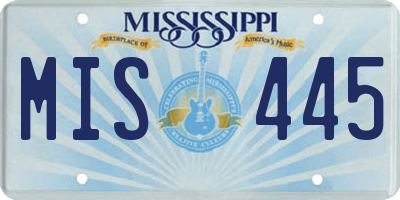 MS license plate MIS445