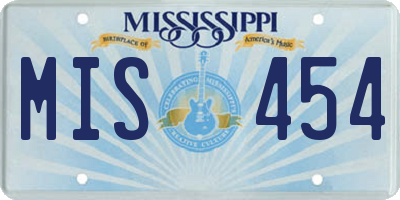 MS license plate MIS454
