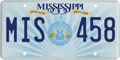 MS license plate MIS458