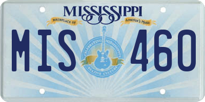 MS license plate MIS460