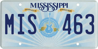MS license plate MIS463