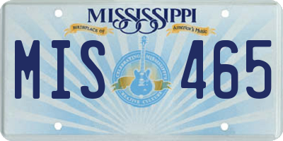 MS license plate MIS465