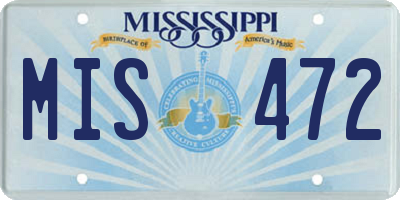 MS license plate MIS472