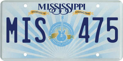 MS license plate MIS475