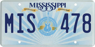 MS license plate MIS478