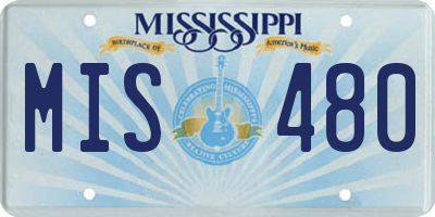 MS license plate MIS480