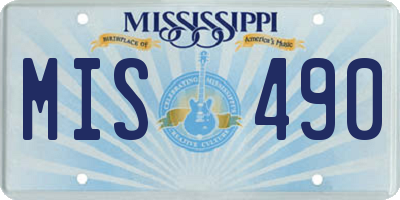 MS license plate MIS490