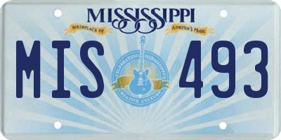 MS license plate MIS493