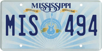 MS license plate MIS494