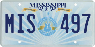 MS license plate MIS497