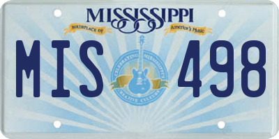 MS license plate MIS498