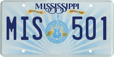 MS license plate MIS501