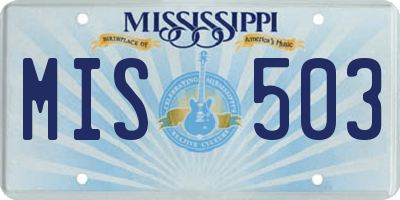 MS license plate MIS503