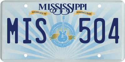 MS license plate MIS504