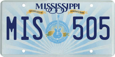 MS license plate MIS505