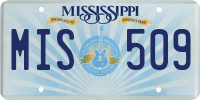 MS license plate MIS509