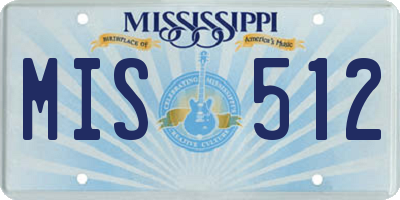 MS license plate MIS512