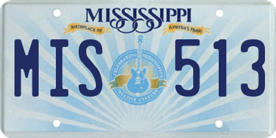 MS license plate MIS513