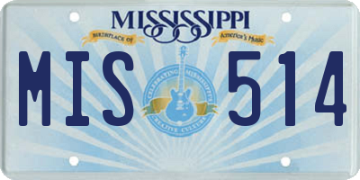 MS license plate MIS514