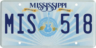 MS license plate MIS518