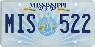 MS license plate MIS522