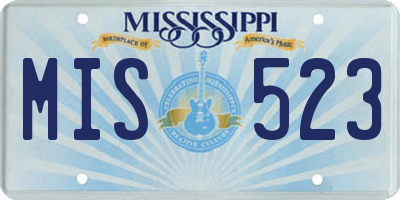 MS license plate MIS523