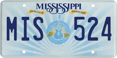 MS license plate MIS524